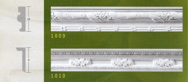 Κατάλογος γύψινων περιμετρικών: ανάγλυφα άνθη και μικρά διακοσμητικά στοιχεία.