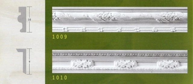 Κατάλογος γύψινων περιμετρικών: ανάγλυφα άνθη και μικρά διακοσμητικά στοιχεία.